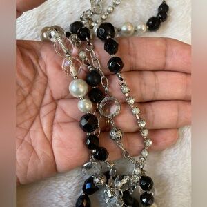 White House Black Market Faux Pear Rhinestones Layered‎ Necklace